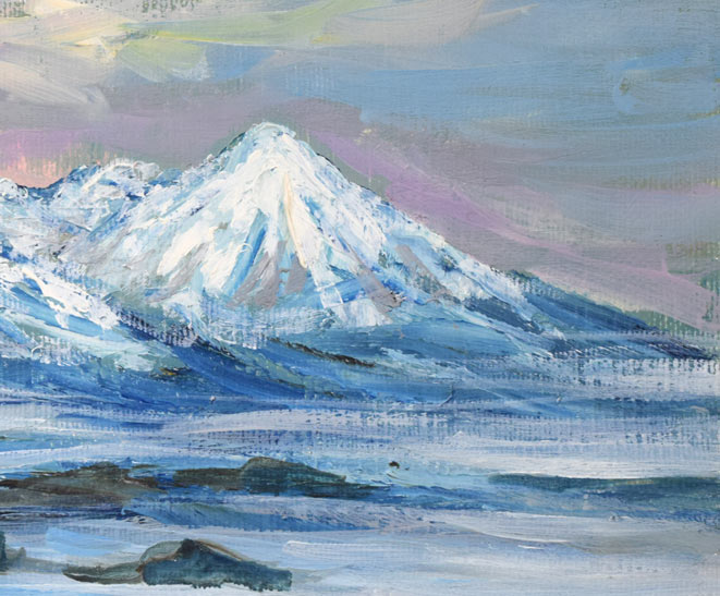 高橋益之「大雪山風景」油絵・SM 拡大画像3