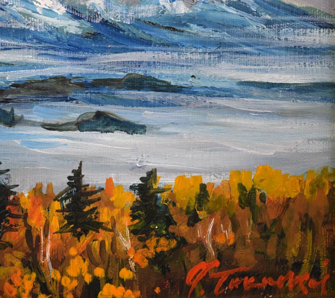 高橋益之「大雪山風景」油絵・SM 拡大画像5