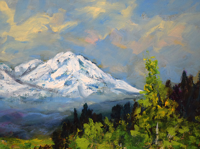 高橋益之「大雪山遠望」油絵・F8号 拡大画像2