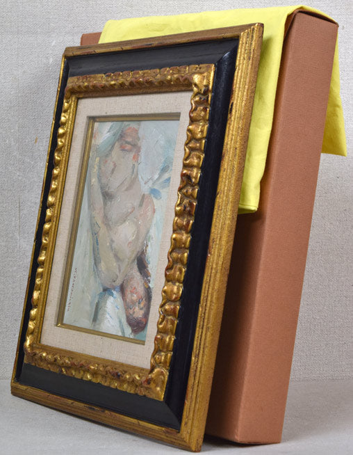 高光一也「裸婦」油絵・2号 付属品画像(黄袋、差し箱付)