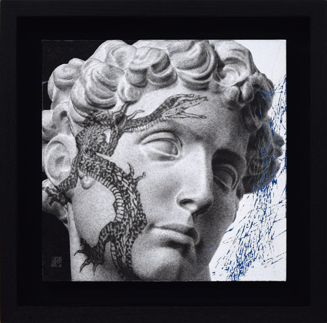 高村総二郎「纏LXVI-北斎(MATOI六十六乃北斎)」和紙に墨、胡粉、膠、金属粉・S4号