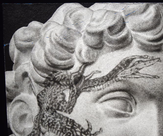 高村総二郎「纏LXVI-北斎(MATOI六十六乃北斎)」和紙に墨、胡粉、膠、金属粉・S4号 拡大画像1