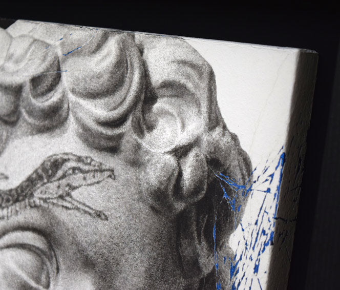 高村総二郎「纏LXVI-北斎(MATOI六十六乃北斎)」和紙に墨、胡粉、膠、金属粉・S4号 立体的額装仕立て画像1