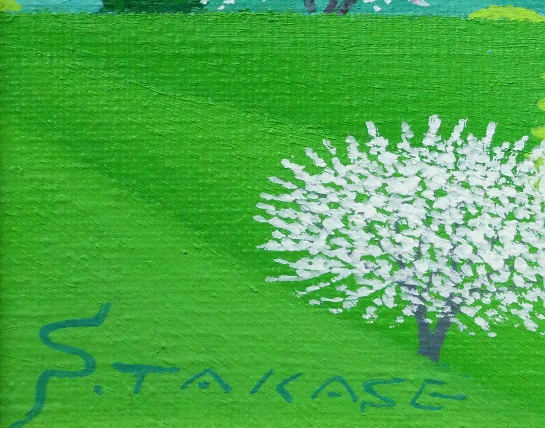 高瀬三郎「春のルスツ高原(北海道)」油絵・F4号 サイン拡大画像