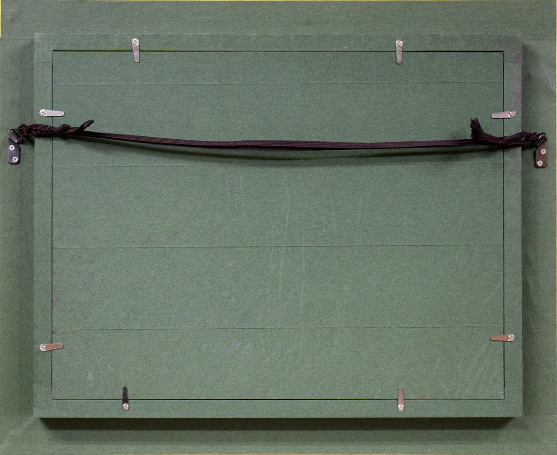 高瀬三郎「春のルスツ高原(北海道)」油絵・F4号 額縁裏側画像