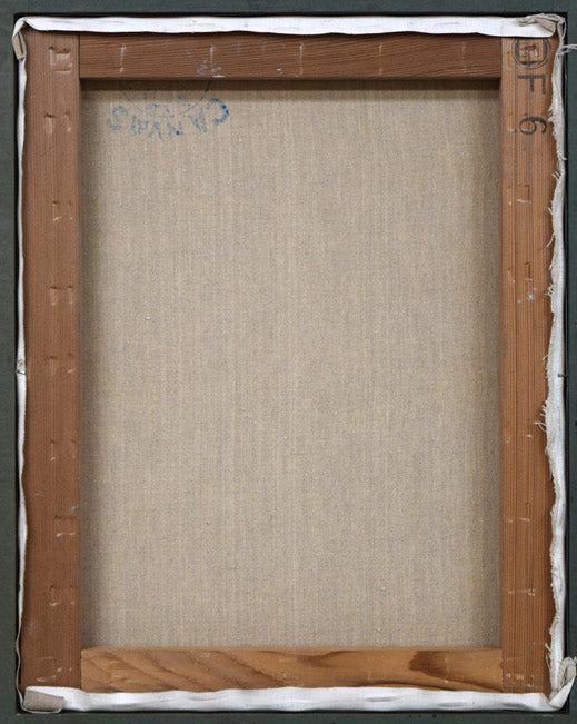 高沢圭一「みどり(月間クオリティ表紙絵原画)」油絵・F6号 キャンバス裏側画像