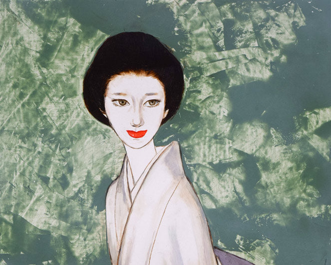 高沢圭一「みどり(月間クオリティ表紙絵原画)」油絵・F6号 拡大画像1