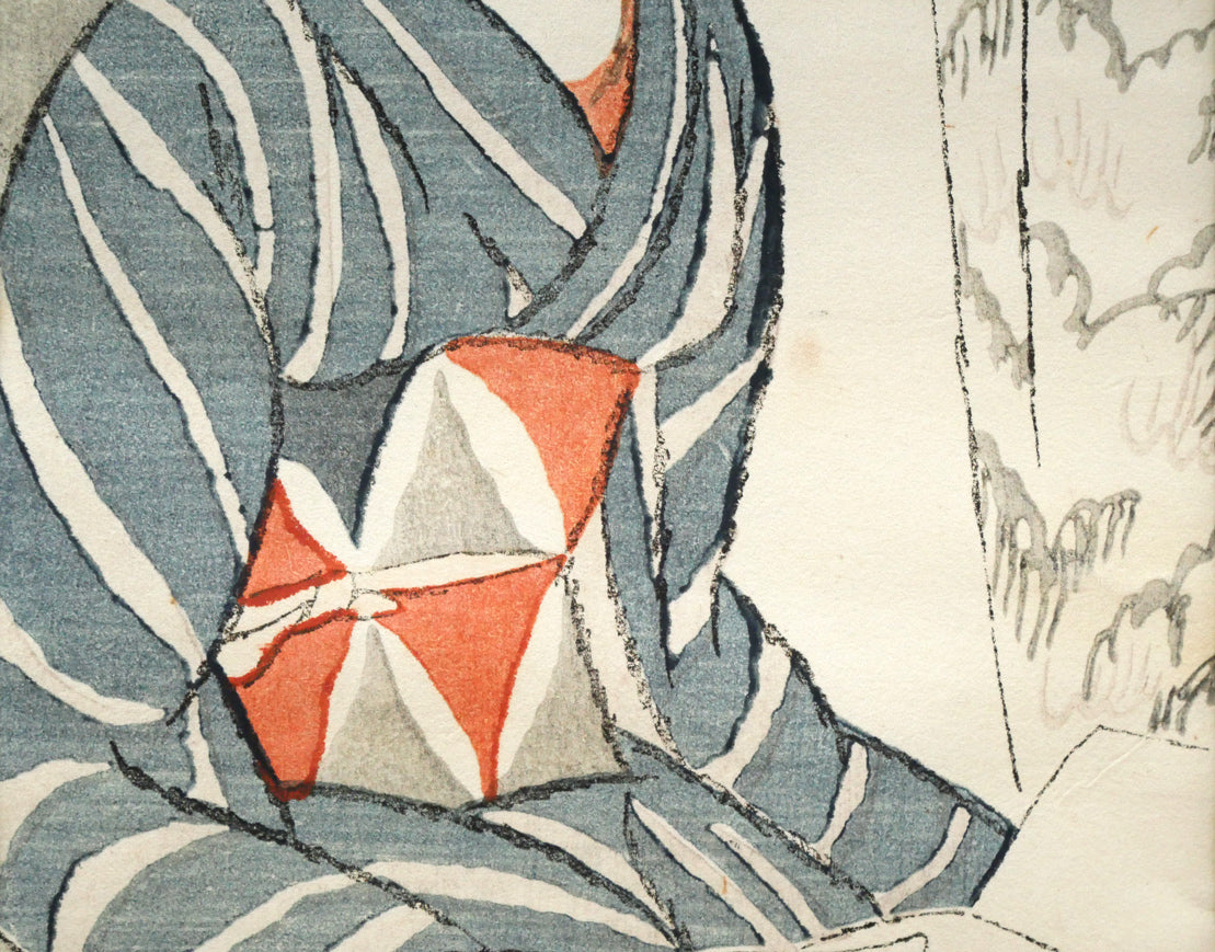 竹久夢二「童話(コーヒーカップ)」木版画(1924年初版摺り) 拡大画像3