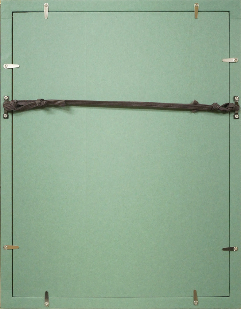 竹久夢二「童話(コーヒーカップ)」木版画(1924年初版摺り) 額縁裏側画像