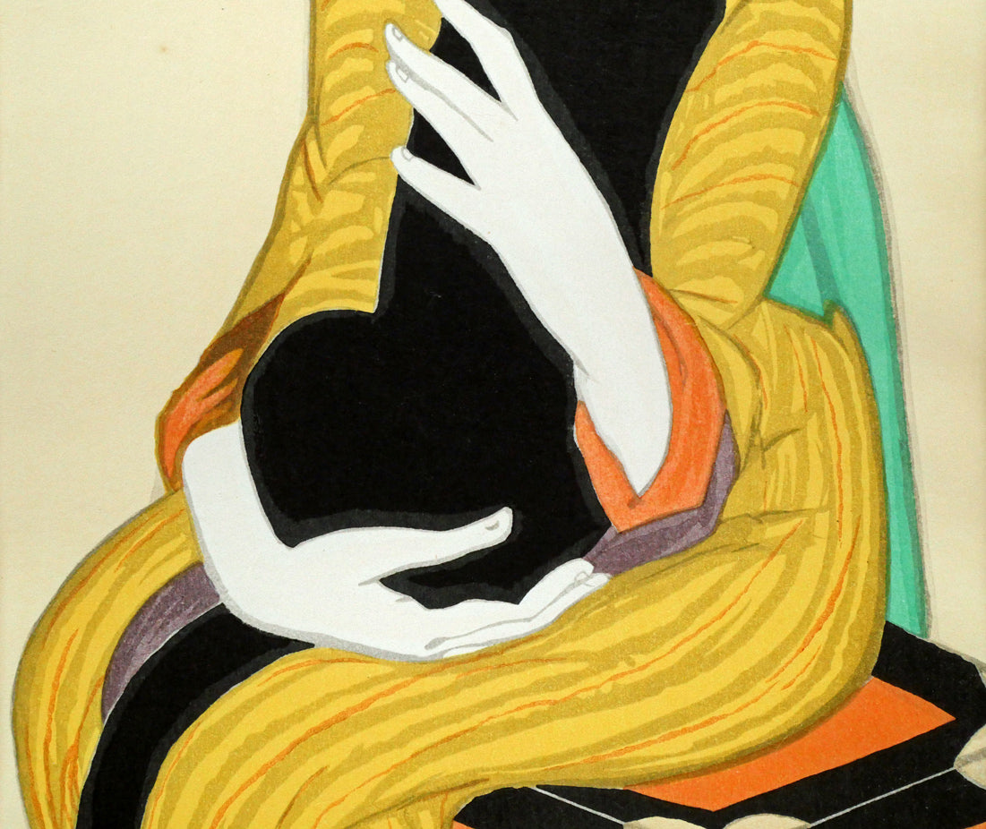 竹久夢二「黒船屋」木版画 拡大画像3