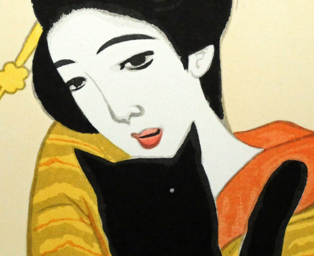 竹久夢二「黒船屋」木版画 拡大画像2