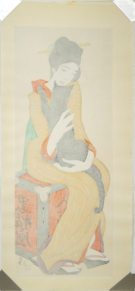 竹久夢二「黒船屋」木版画 作品シート裏側画像