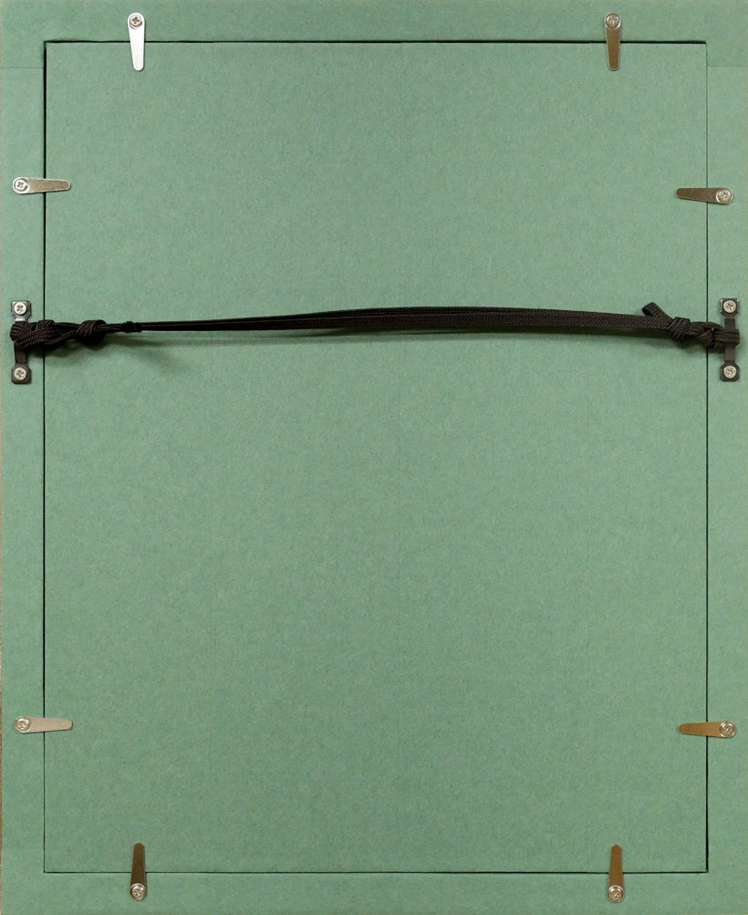 竹久夢二「窓辺の蘭(明治43年「花の巻」より)」木版画 額縁裏側画像