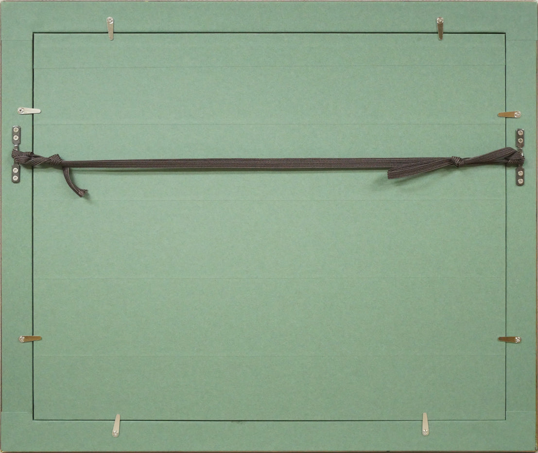 竹久夢二「『三味線草』帙絵」木版画 額縁裏側画像