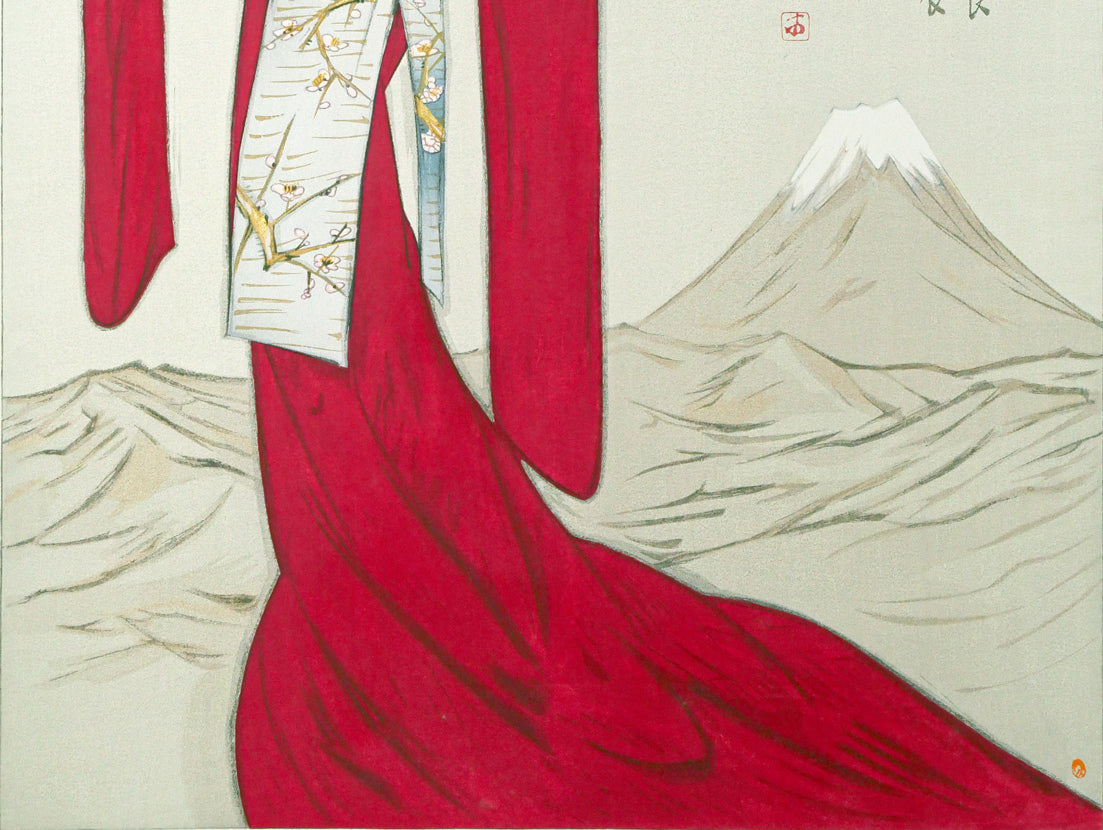 竹久夢二「立田姫」木版画 拡大画像2