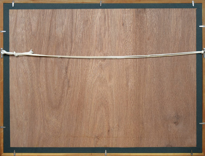 竹岡羊子「ギリシアの踊り」リトグラフに手彩色 額縁裏側画像