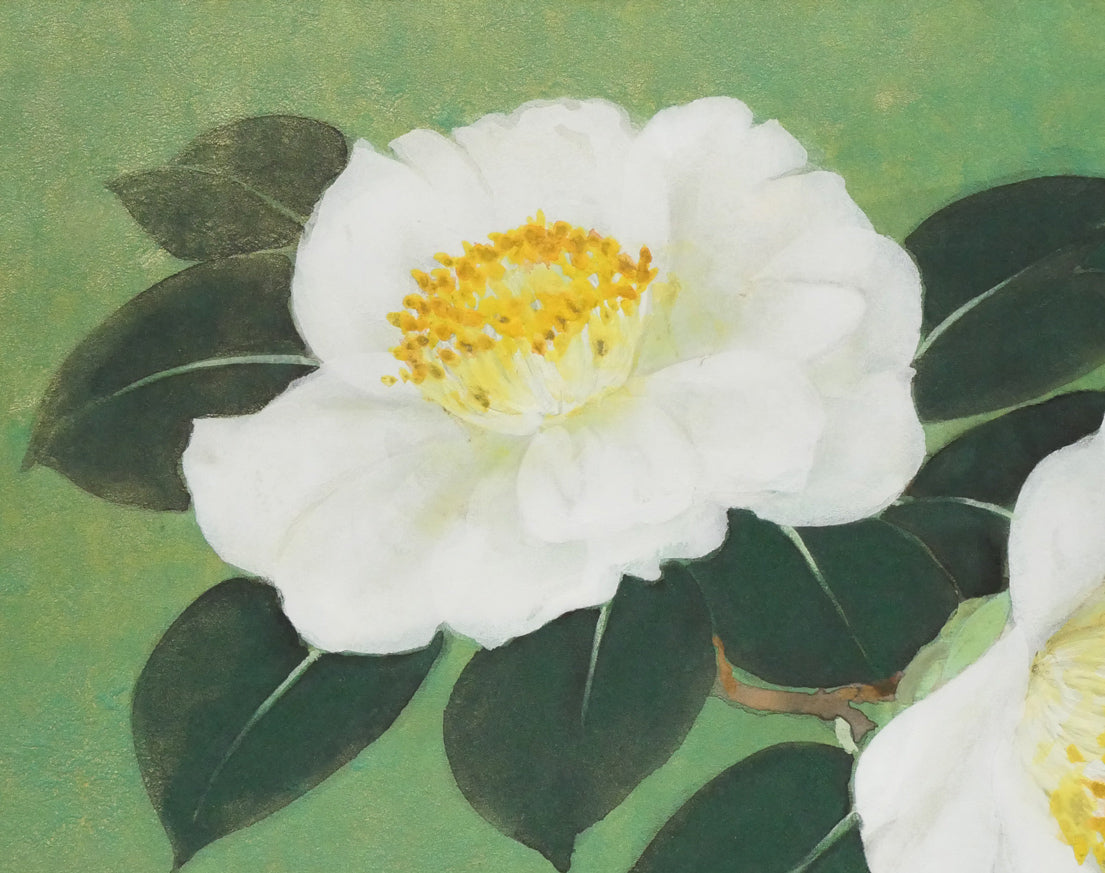 竹内邦夫「椿」日本画・F4号 拡大画像3