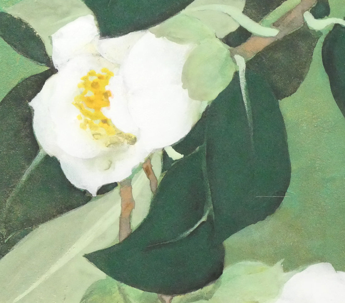 竹内邦夫「椿」日本画・F4号 拡大画像4