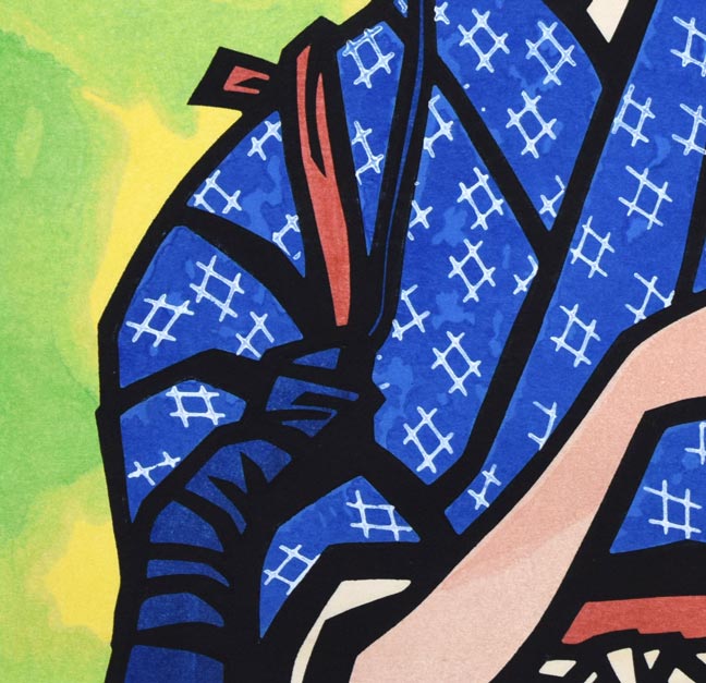 滝平二郎「茶摘」木版画 拡大画像3