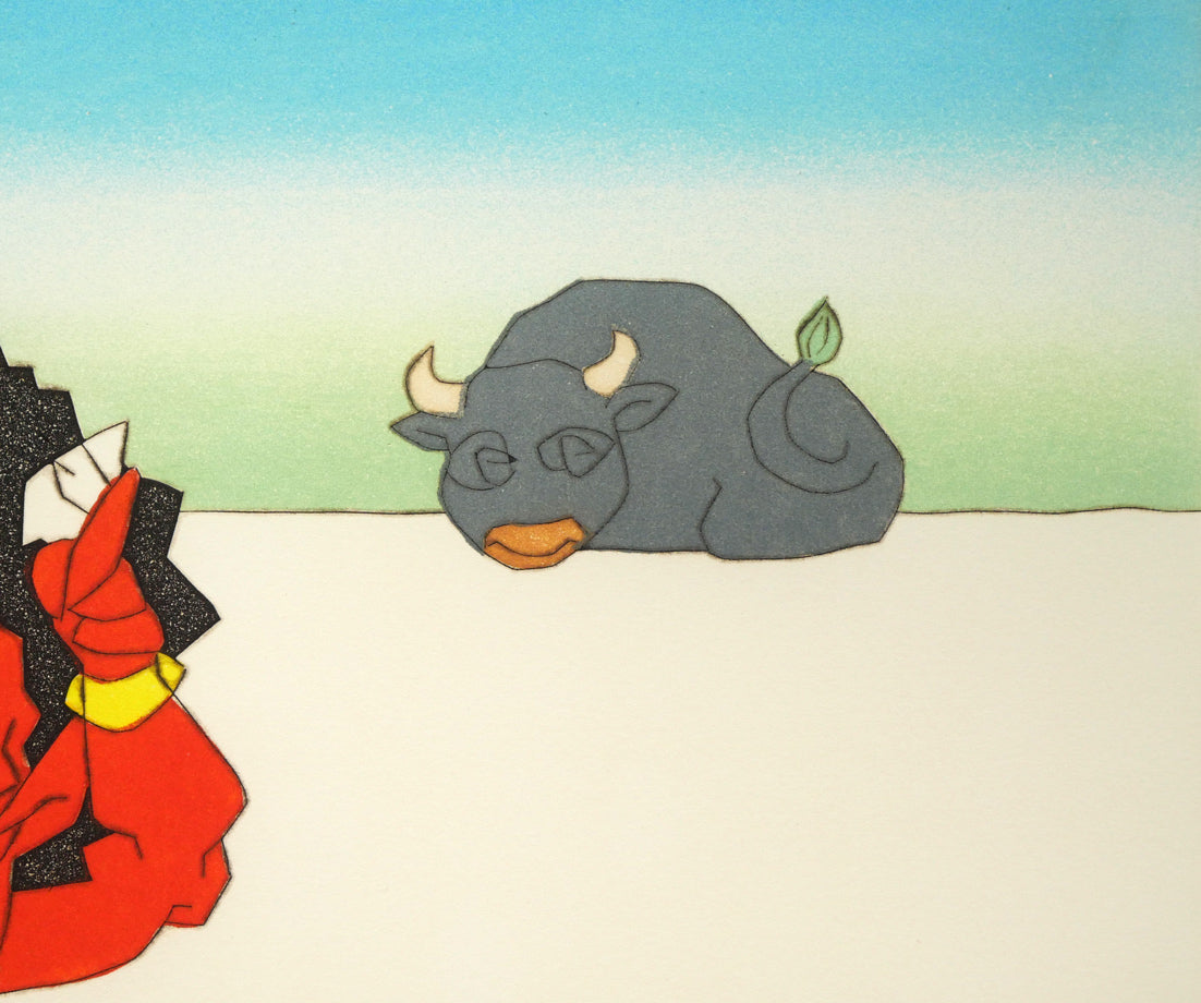 瀧下和之「桃太郎図 鬼ヶ島でウッシッシ。」銅版画 拡大画像2