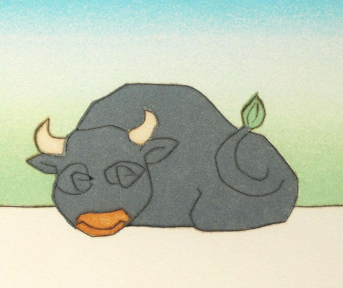 瀧下和之「桃太郎図 鬼ヶ島でウッシッシ。」銅版画 拡大画像4