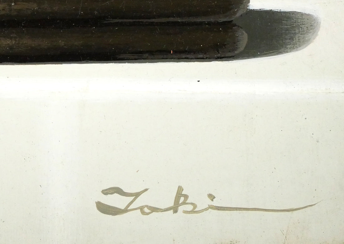 滝沢直次「苺と桃」油絵・F4号 サイン拡大画像