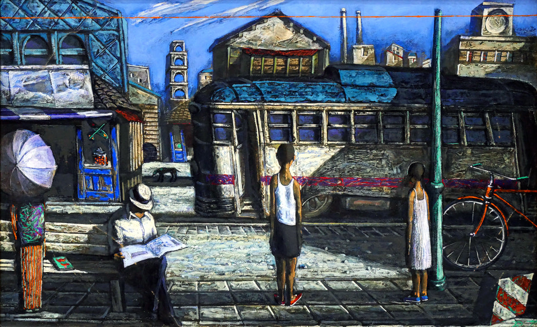 玉虫良次「軌道」アクリル・油彩・M10号 作品全体画像