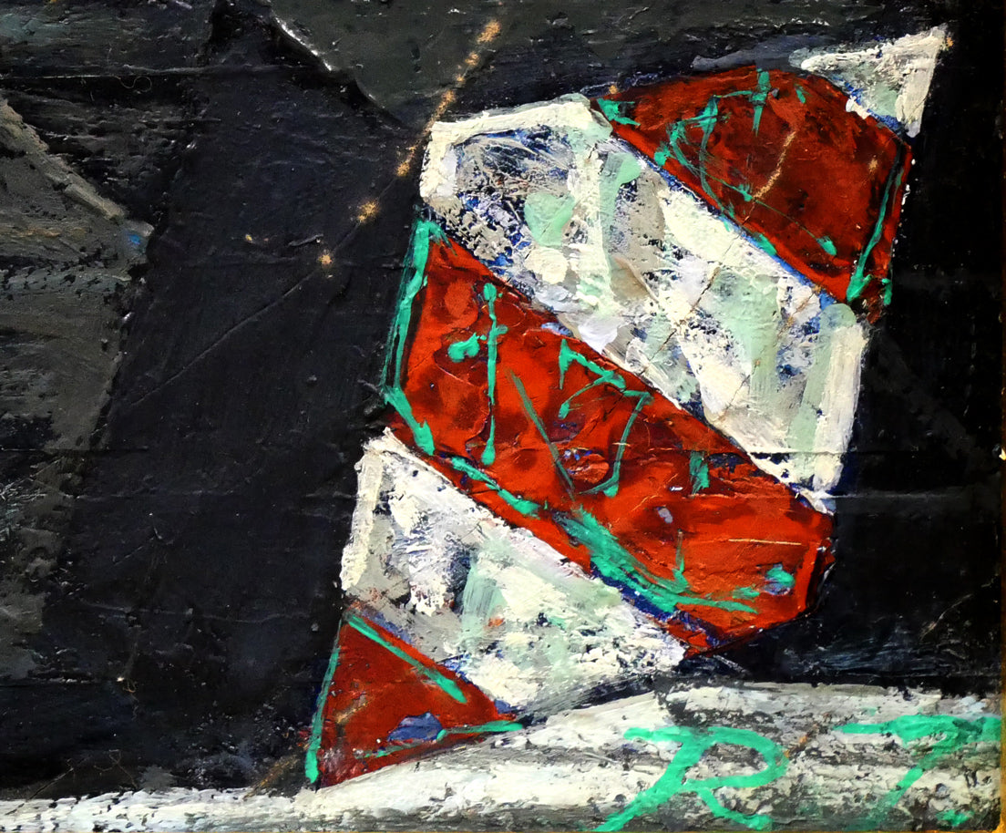 玉虫良次「軌道」アクリル・油彩・M10号 サイン拡大画像