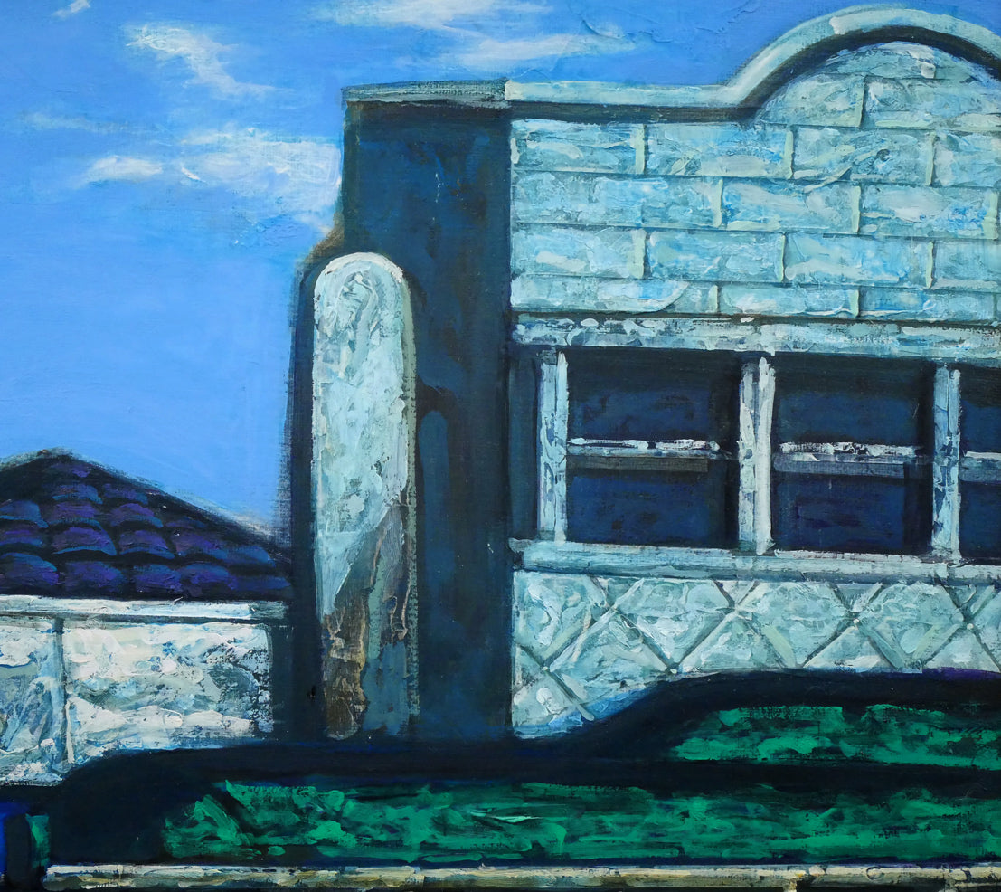 玉虫良次「立ち止まる街」アクリル・油彩・F10号 拡大画像3