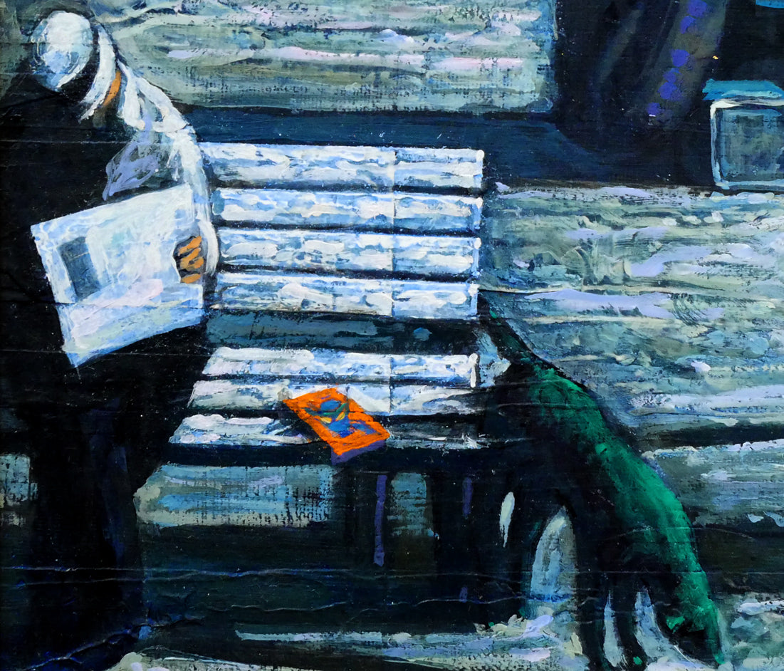 玉虫良次「立ち止まる街」アクリル・油彩・F10号 拡大画像5