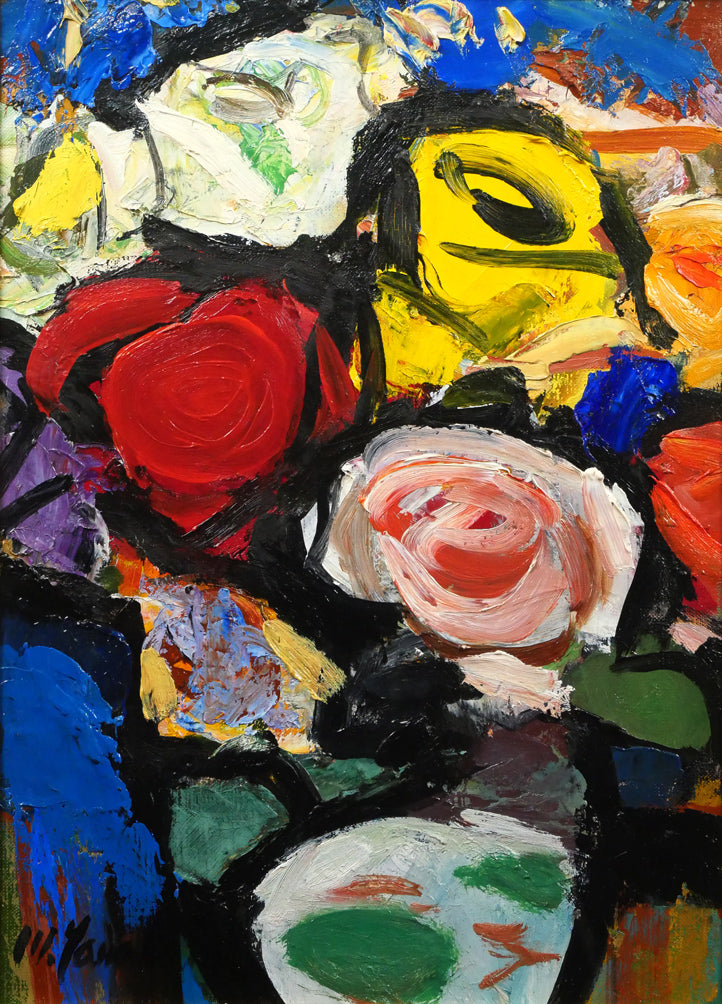 田辺三重松「薔薇」油絵・F4号 作品全体画像