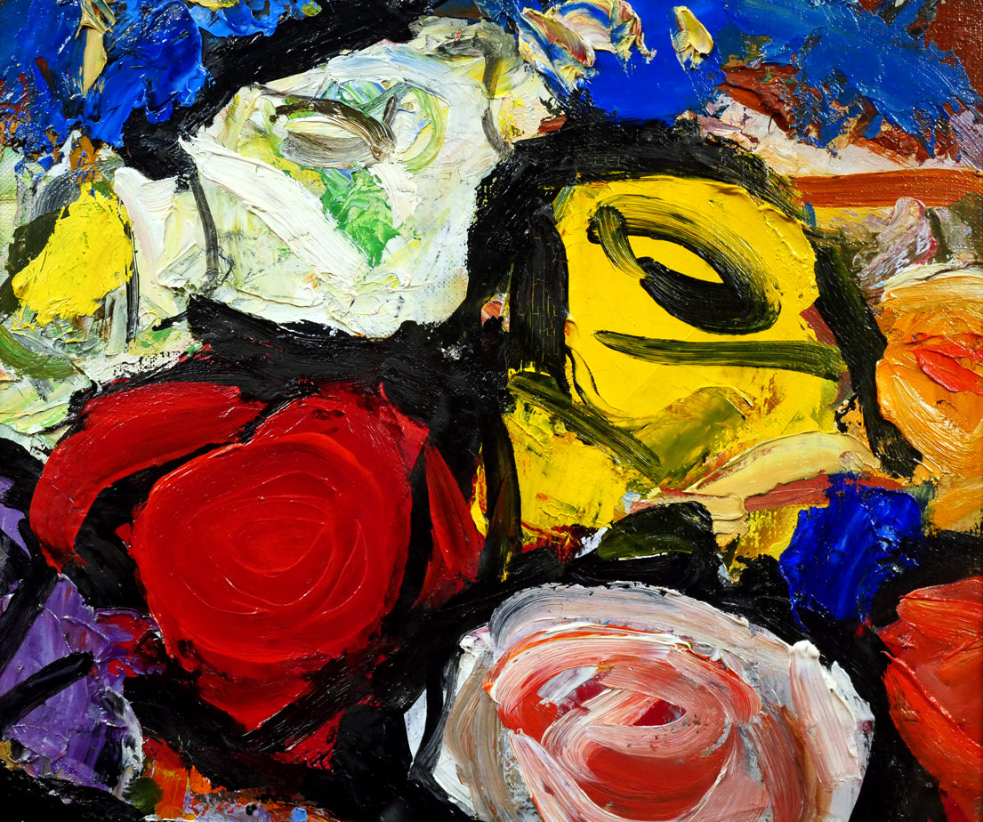 田辺三重松「薔薇」油絵・F4号 拡大画像1