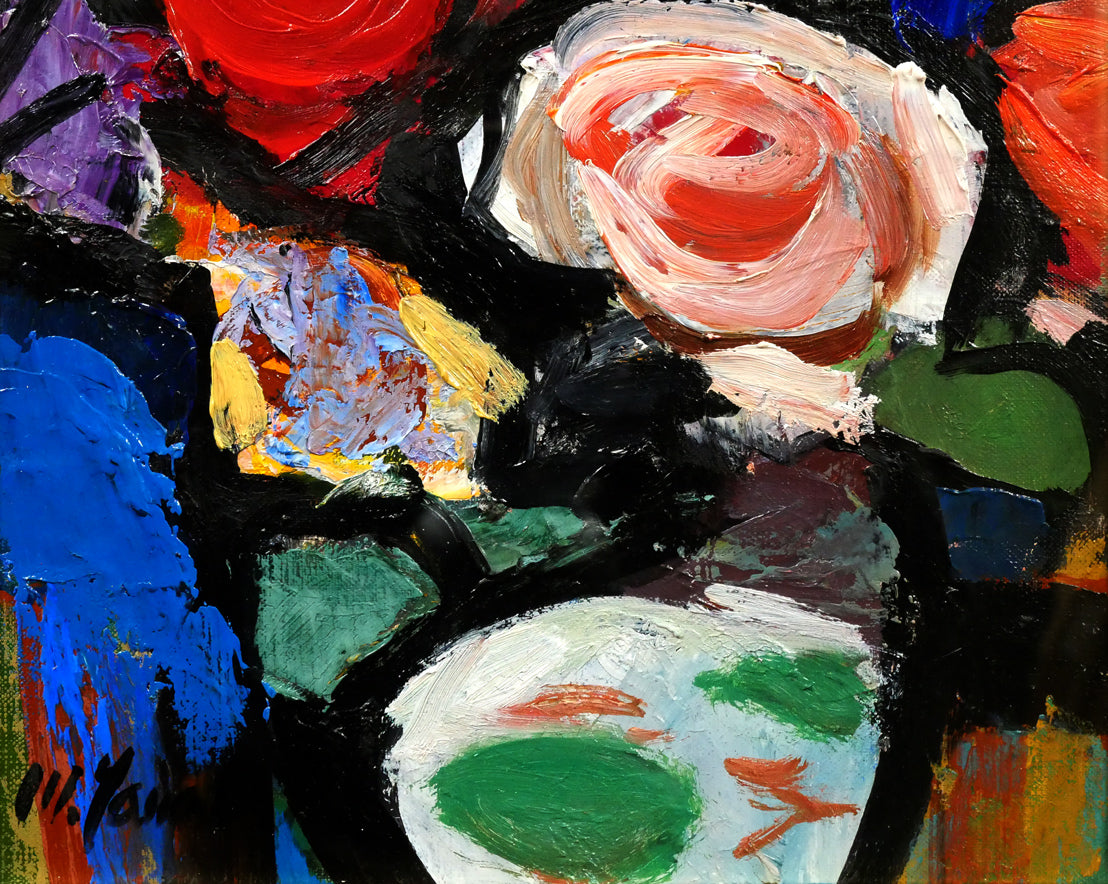 田辺三重松「薔薇」油絵・F4号 拡大画像2