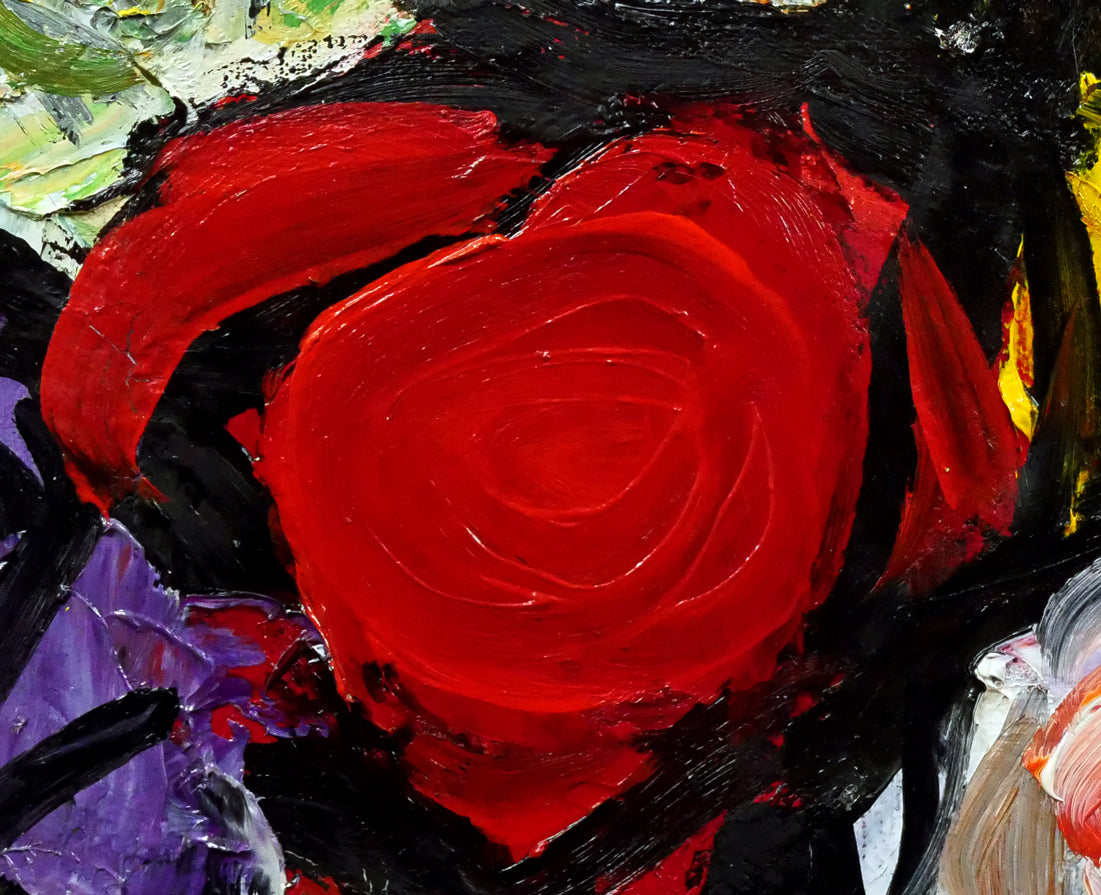 田辺三重松「薔薇」油絵・F4号 拡大画像4