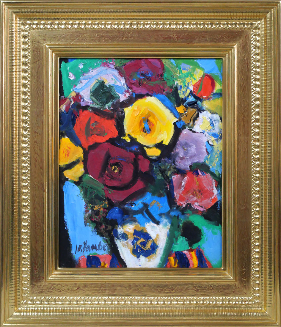 田辺三重松「薔薇」油絵・F6号