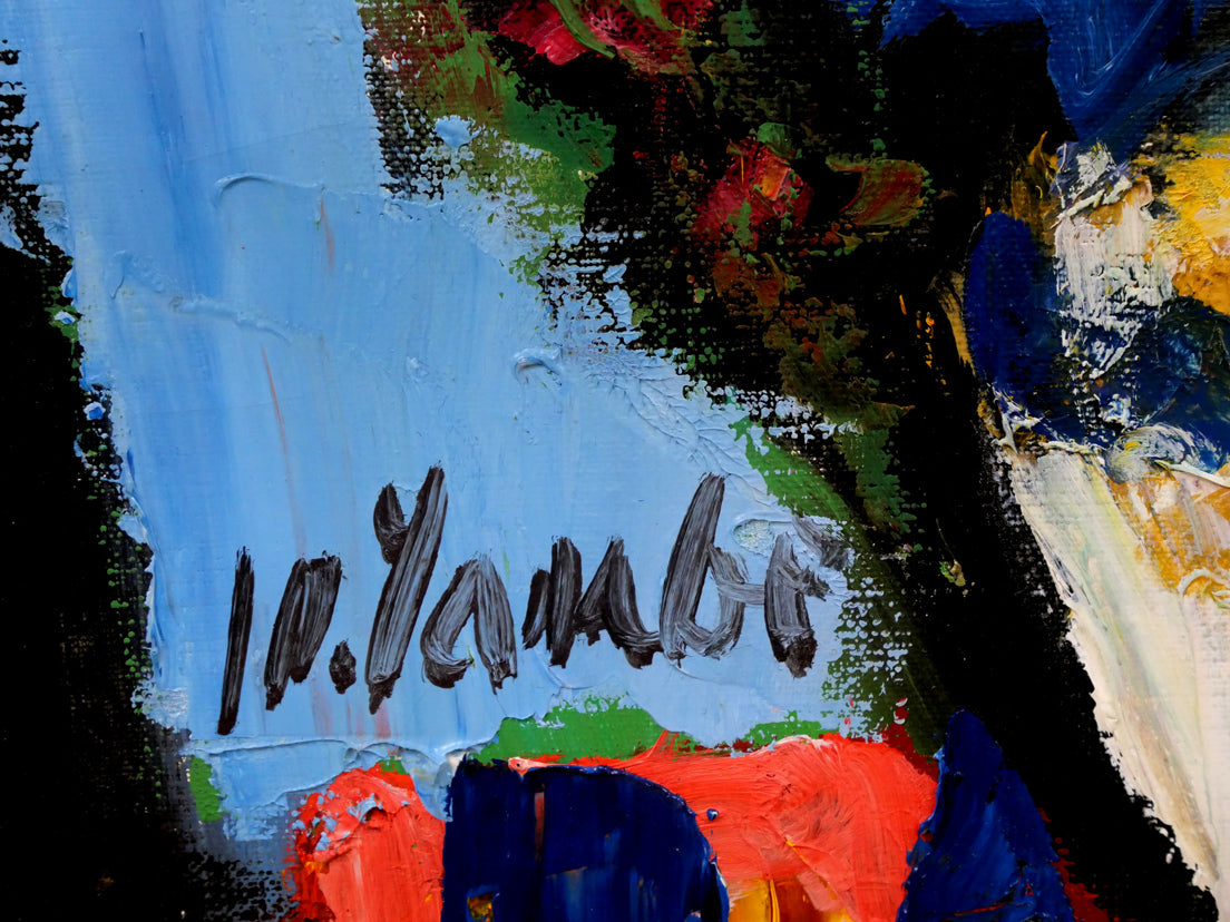 田辺三重松「薔薇」油絵・F6号 サイン拡大画像