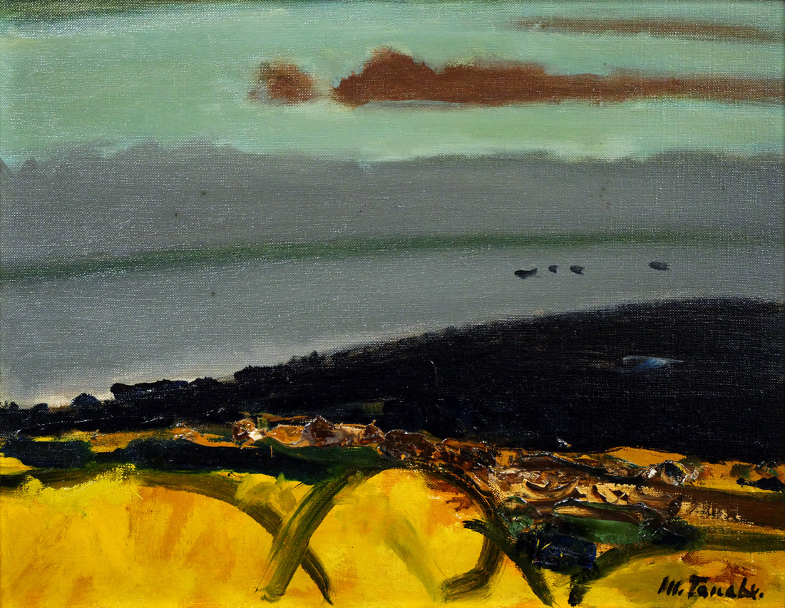 田辺三重松「黒い岬」油絵・F6号 作品全体画像