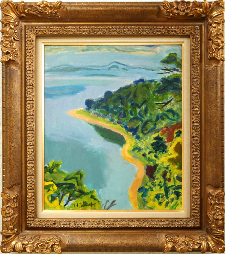 田辺三重松「曲汀」油絵・F8号