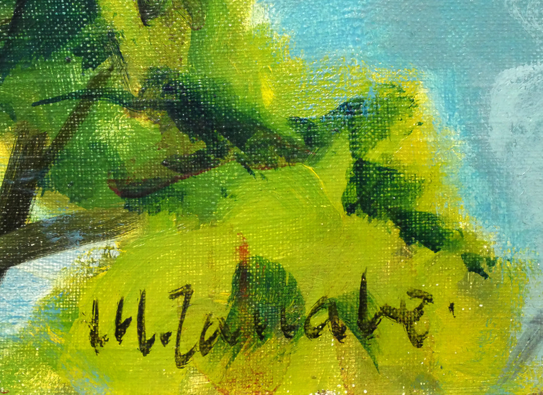 田辺三重松「曲汀」油絵・F8号 サイン拡大画像