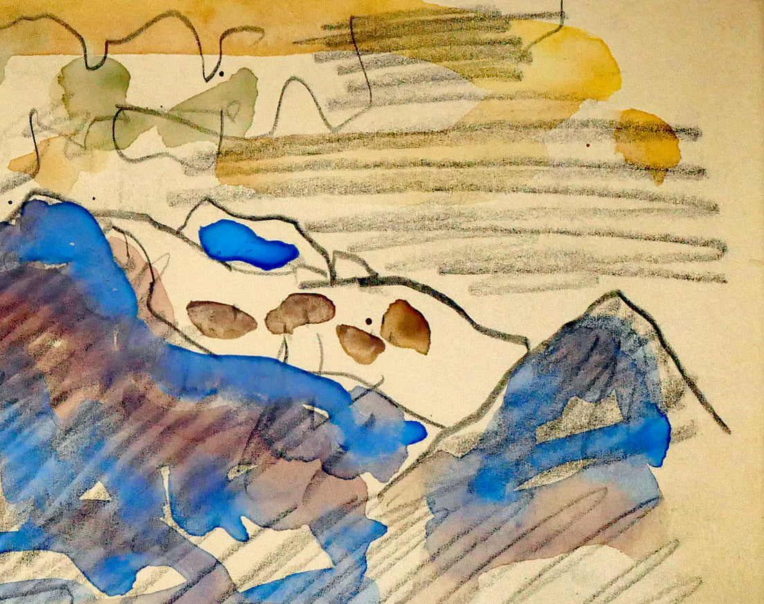 田辺三重松「十勝岳噴煙」水彩画 拡大画像2