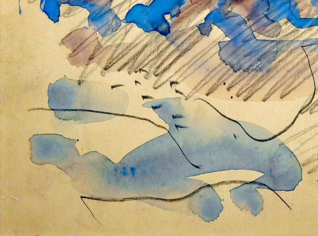 田辺三重松「十勝岳噴煙」水彩画 拡大画像3