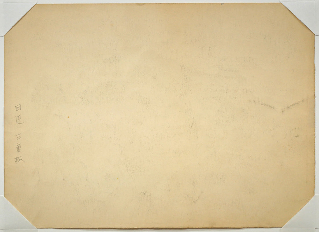 田辺三重松「十勝岳噴煙」水彩画 作品裏側画像