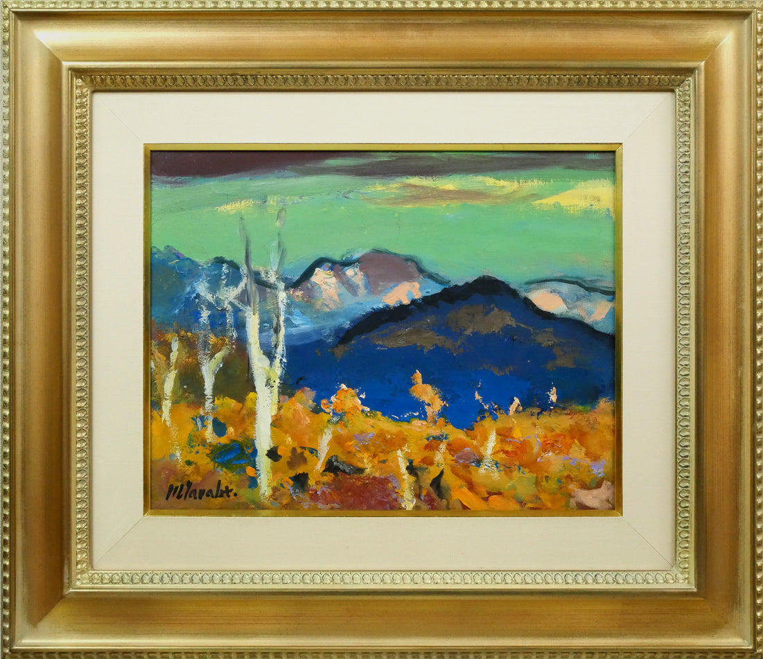 田辺三重松「裏大雪初夏」油絵・F6号