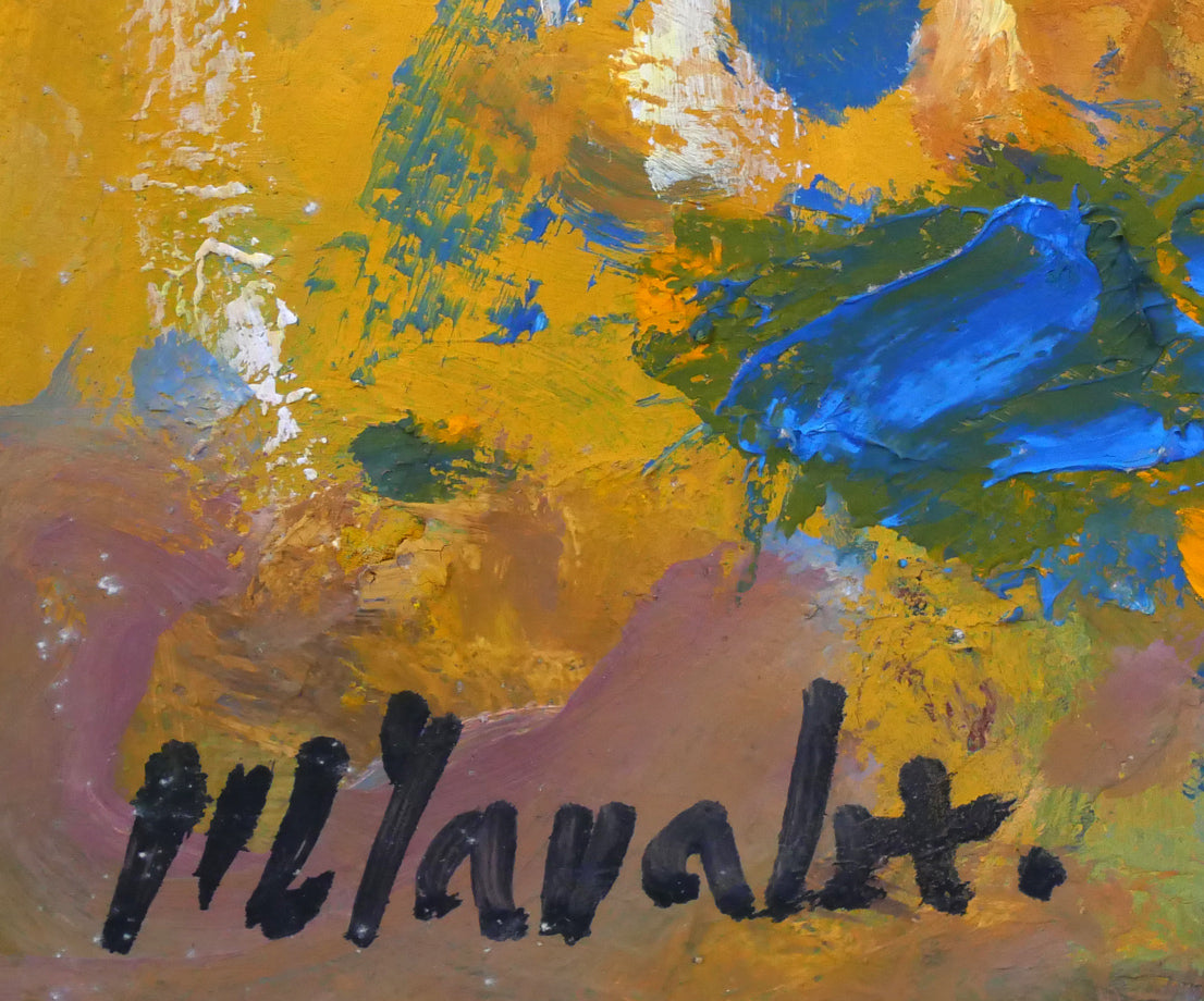 田辺三重松「裏大雪初夏」油絵・F6号 サイン拡大画像