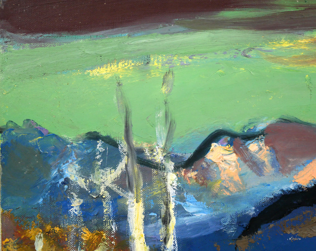 田辺三重松「裏大雪初夏」油絵・F6号 拡大画像1