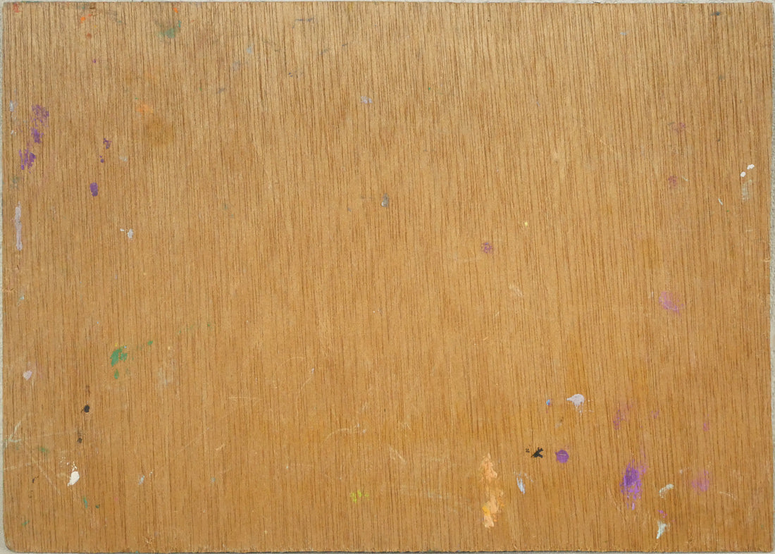 田中太郎「桃と葡萄」油絵・F4号 作品裏側画像