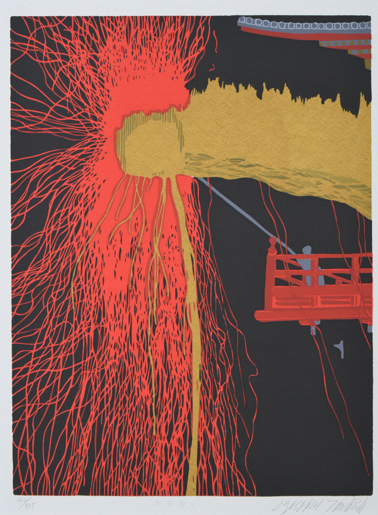 田中正秋「お水取り(東大寺二月堂)」シルクスクリーン版画 作品全体拡大画像