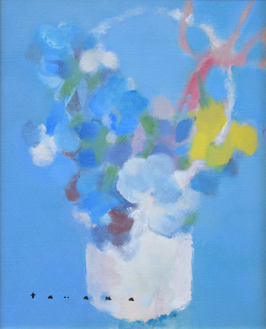 田中岑「三色菫」油絵・F3号 作品全体拡大画像
