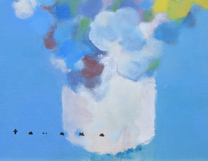 田中岑「三色菫」油絵・F3号 拡大画像2