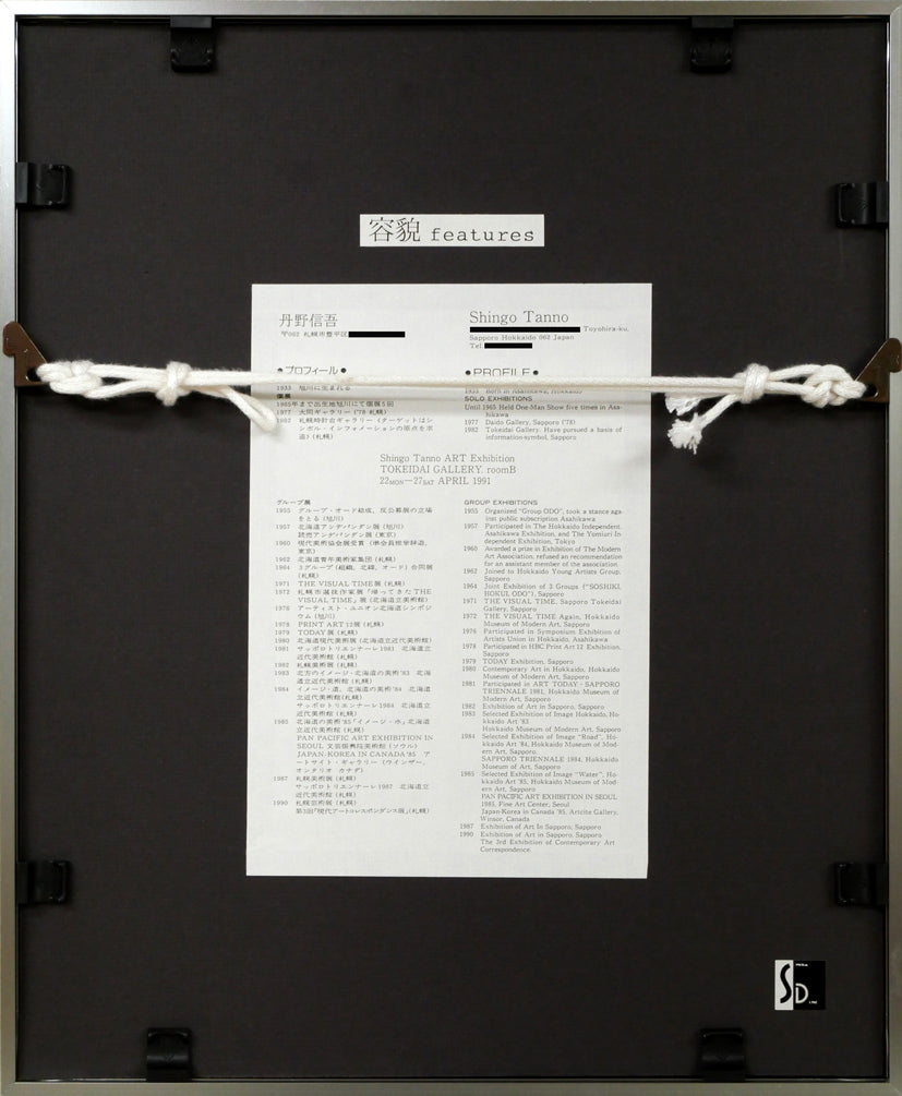 丹野信吾「容貌features」アクリル・パルプ 額縁裏側画像